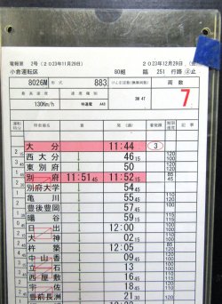 画像5: 運転士携行時刻表（特急ソニック）　小倉運転区　80組　臨２５１行路　(1)・(2)止　ケース入り