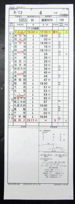 画像2: 門司機関区  EL１組 ４仕業 （行路揃い） 北九州ターミナル〜福岡ターミナル〜鳥栖　 2018/08/13改正  ケースなし