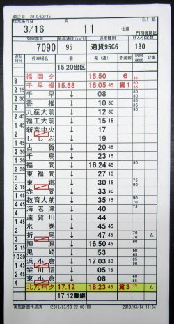 画像4: 門司機関区  EL１組　１１仕業 （行路揃い） 北九州ターミナル〜幡生操車場〜福岡ターミナル〜北九州タ　2018/08/13改正  ケースなし