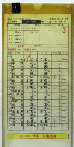 画像2: 福北ゆたか線　直方運輸センター　休日/休日　４組３６行路　1〜10仕業揃い　平成22年3月13日訂補　ケース3枚入り　