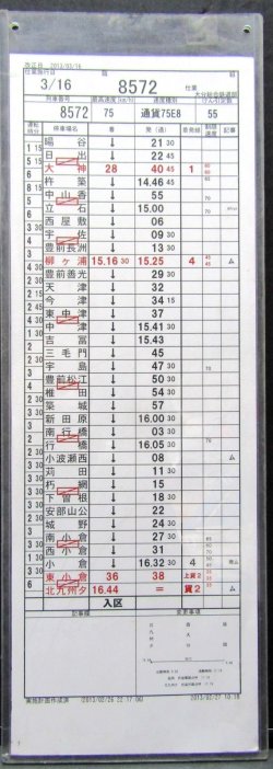 画像2: 大分総合鉄道部　臨　組　８５７２仕業　延岡〜中山香〜北九州ターミナル　2013年03月16日改正　ケース入り1枚