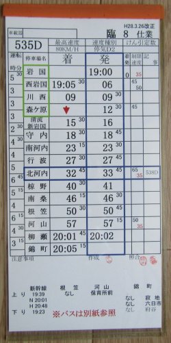 画像2: 錦川鉄道　「臨８　仕業」　H28,3,26改正