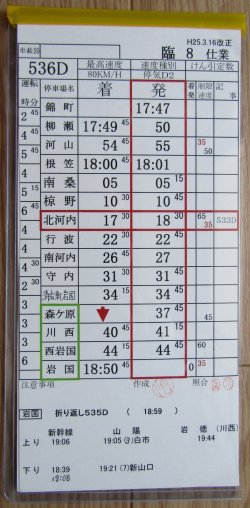 画像1: 錦川鉄道　「臨８　仕業」　H２５,３,１６改正