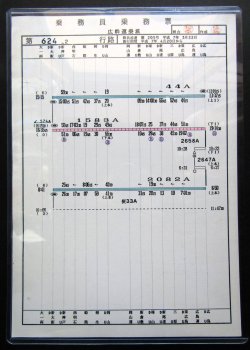 画像1: 山陽新幹線 運転士時刻表   第   ６２４ 行 路　 広幹運乗派  施行期間;平成７年４月２０日 から