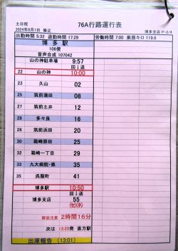 画像3: JR九州バス　　博多支店　土日祝　７６A　行路運行表　 ２０２４，８，１改正　ソフトケース　３枚入り