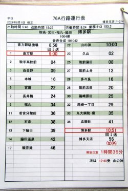画像3: JRバス九州　福岡支店 　平日　７６A行路運行表　 ２０２４，４，１改正　ソフトケース　3枚入り