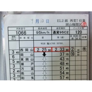 画像: 岡山機関区　ＥＬ２組　再変７仕業　上り　１０６６列車　西岡山〜吹田第六