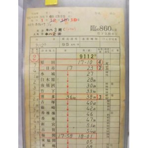 画像: 竹下気動車区  臨組 860仕業  9112D列車  原田ー小倉 昭和６１年１月１９日施行