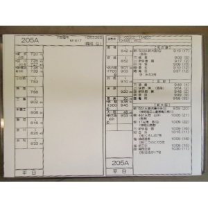 画像: 新幹線車掌時刻表  東京第二運輸所　２０５A　(のぞみ ２０５号) 　新大阪行　行路番号M1617　東京ー新大阪  Ｈ２８，３，２６改正