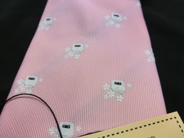 画像: 新幹線ネクタイ　「Ｎ７００系さくら　フェイス柄　ピンク」