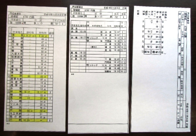 画像1: 車掌時刻表　８７００行路　４仕業　「特急　有明　８号」　博多ー小倉　平成１８年１１月