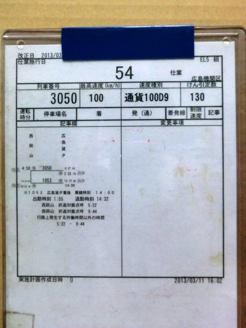 画像: 貨物列車　広島機関区　ＥＬ５組　５４仕業　「３０５０列車」
