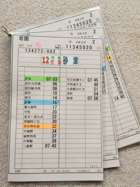 画像1: 若園線 日祝 正月 ２運番  運営:中谷営 (2011,1,31、改正) ラミネート４枚