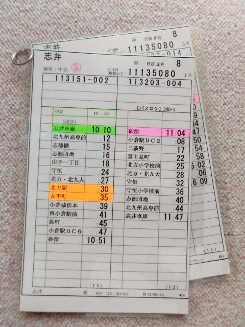 画像1: 志井線 日祝 正月 ８運番  運営;中谷営  (2010,12,31、改正)  ラミネート２枚