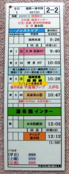 画像1: 高速 「福岡〜湯布院」 ２－２ 運番 、運営、福岡高速 平成３０年７月１日