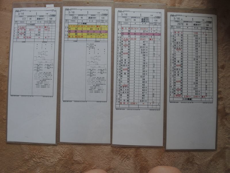 画像1: 門司機関区  EL１組 １仕業  北九州ターミナル〜幡生操〜福岡ターミナル 2019/03/16改正  ケース入り４枚