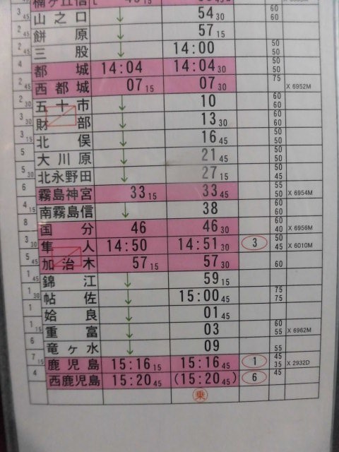 特急「 きりしま ７号 」 宮崎運輸センター １組 １４行路 （１）仕業 平成１５年８月 ケース入り１枚 - ディスカウントショップ よしむら