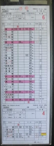 画像: 特急 ソニック 小倉ー博多  小倉運転区 ５組８２行路 (1)〜（３）仕業  施行 平成２０年７月 