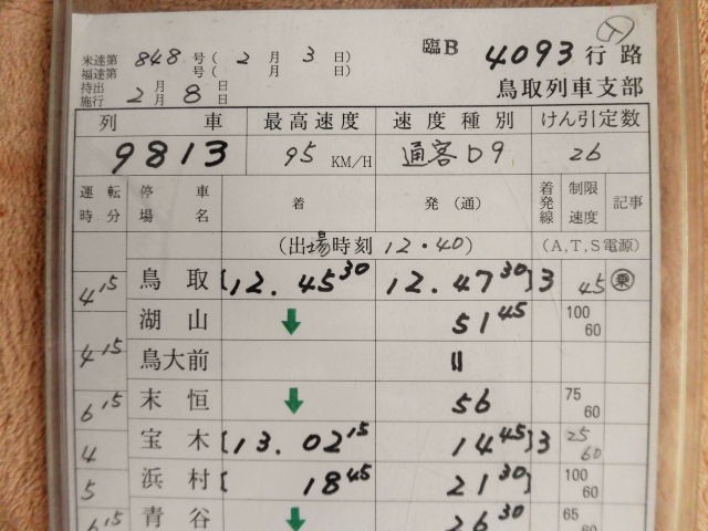 画像: 急行「きのくに」【鳥取ー米子) 鳥取列車支部  臨B ４０９３行路 