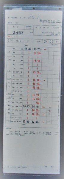 画像1: 八王子総合鉄道部　変休休　B　１０行路　No１・２（甲府ー塩尻大門）　施行日：平成13年7月20日