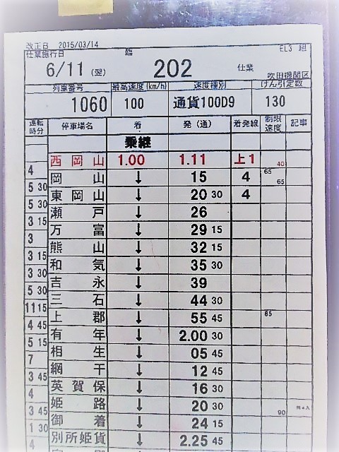 画像: 吹田機関区　EL3組　臨　２０２　仕業　、（吹田西　－　西岡山）　ケース入り　施行日、２０１３、６，１１