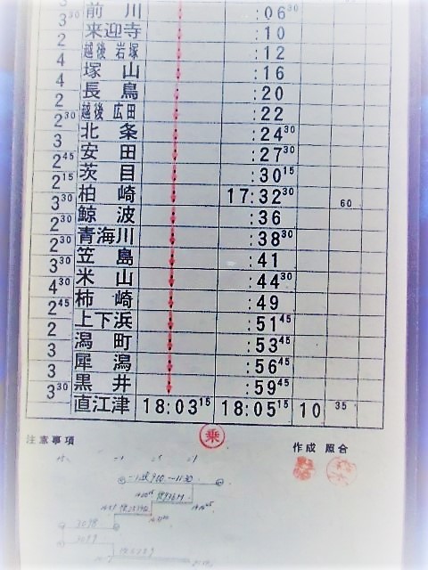 画像: 東新潟機関区　第　６３１　仕業　　新津ー直江津）　施行日：平成11年1月28日