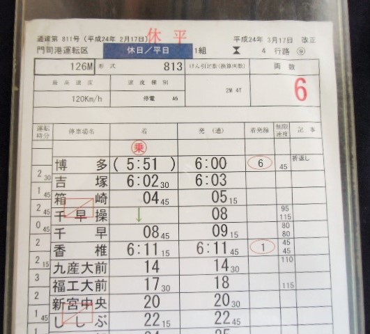 画像: 特急　きらめき７号　門司港運転区　休日/平日　１組４行路(8)(9)　ケース入り