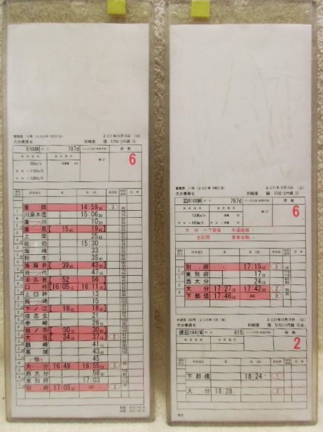 画像1: 「観光列車・７８７系　３６＋３」施行日：２０２１年１０月１６日(土曜）(延岡から別府）　大分乗務センター８０組変　臨５７０２－３行路　 