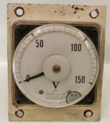 画像1: 枠付き　直流電圧計　１５０Ｖ　日立製