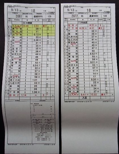 画像1: 門司機関区  EL１組 １８仕業 （行路揃い） 北九州ターミナル〜福岡ターミナル　 2018/08/13改正  ケースなし