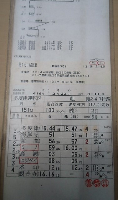 画像: 国鉄時代　多度津運転区　　組　臨247行路　(1)　ケース入り1枚