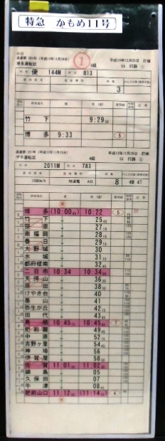 画像1: 特急　かもめ１１号　博多運転区　４組　５５行路　（１）〜（４）仕業　ケース入り