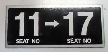画像1: 783系　座席表示プレート　「１１－１７」