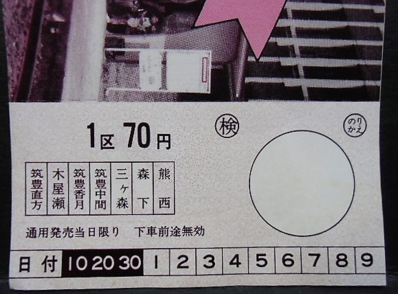 画像: 筑豊電鉄　「萩原・森下間高架開通記念乗車券」昭和57年11月17日