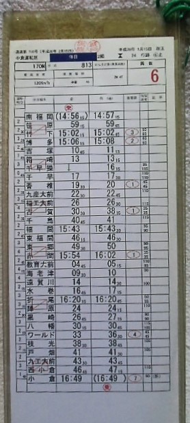 画像: 鹿児島本線　小倉運転区　休日2組24行路　(1)〜(5)仕業揃い　平成20年3月15日改正　ケース2枚入り