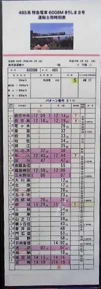 画像1: 複製時刻表　485系特急「きりしま8号」鹿児島中央ー宮崎・「ひゅうが11号」延岡ー宮崎