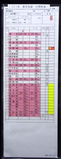 画像1: 「鹿児島線　区間快速」博多運転区　3組　42行路　(11)・(12)仕業　2022年3月12日訂補　ケース入り1枚