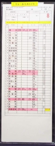 特急「リレーかもめ61号・64号」博多運転区 3組４７行路 (7)・(8)仕業 2022年9月23日改正 ケース入り - ディスカウントショップ  よしむら