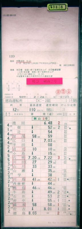 画像1: 特急「剣山2号」徳島運転所　DC-2組　11行路　２/２