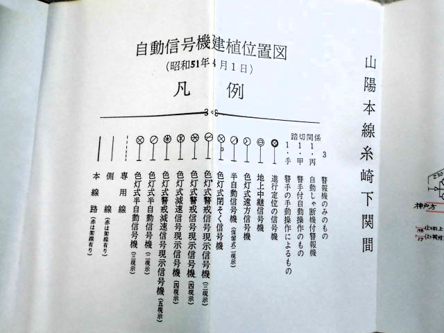 画像: 自動信号機建植位置図　山陽本線（糸崎〜下関間）５１，４，１　広島鉄道管理局