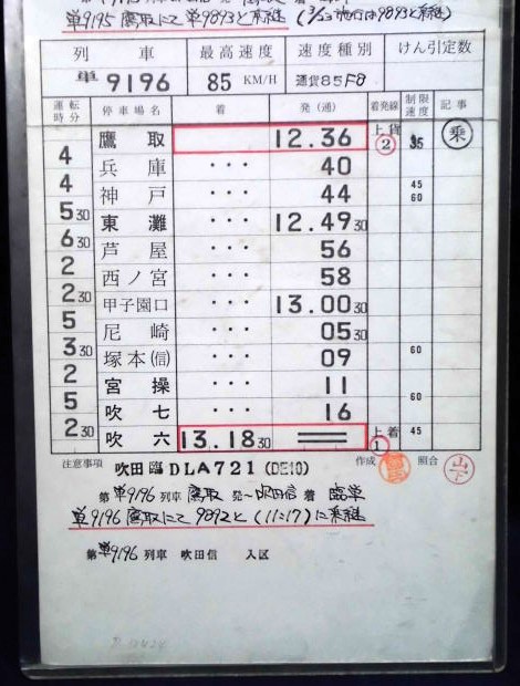 画像: 吹田機関区  DL　 組  ７２１ 仕業 　（吹田第七〜鷹取〜吹田第六）　 ケース入り