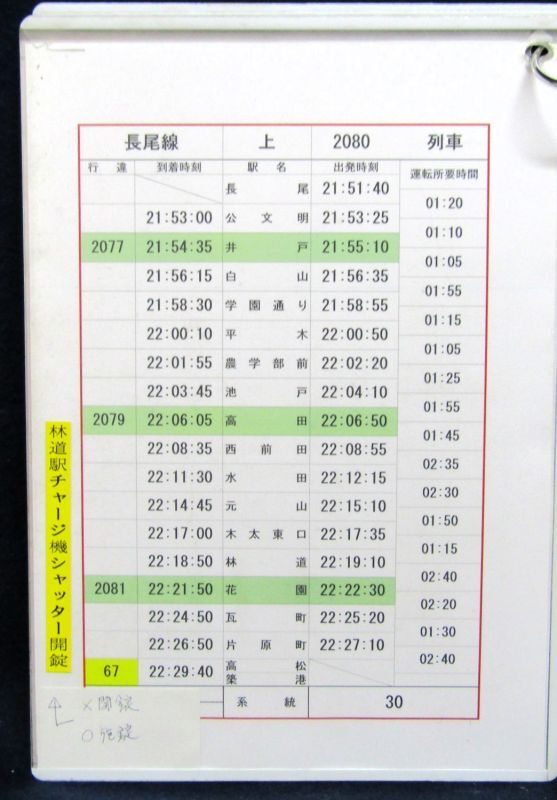 画像: 琴平電鉄　長尾線　30系統　スタッフ　ケース入り行路揃い