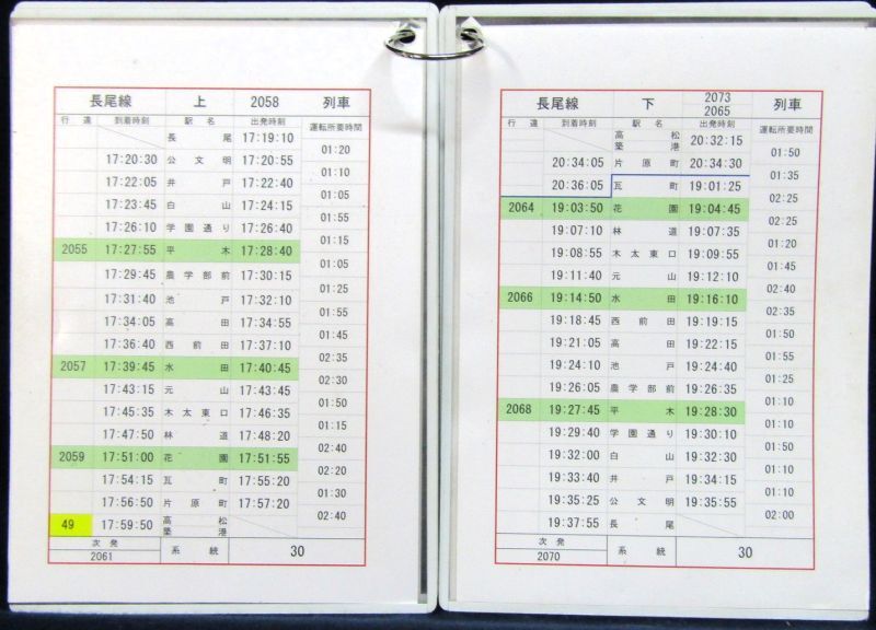 画像: 琴平電鉄　長尾線　30系統　スタッフ　ケース入り行路揃い