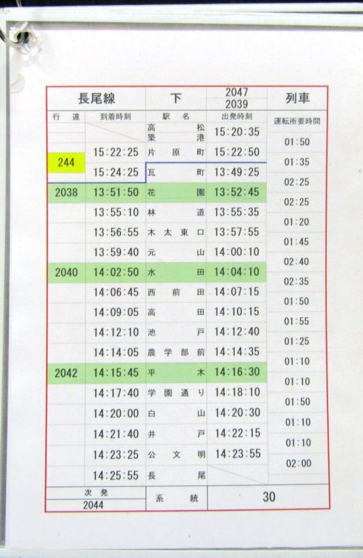 画像2: 琴平電鉄　長尾線　30系統　スタッフ　ケース入り行路揃い