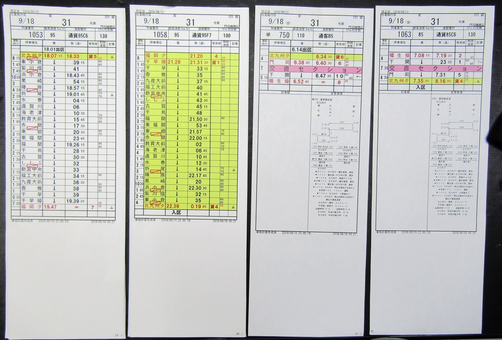 画像1: 門司機関区  ED3組　３１仕業 （行路揃い） 北九州ターミナル〜福岡ターミナル〜幡生操車場　2018/08/13改正  ケースなし