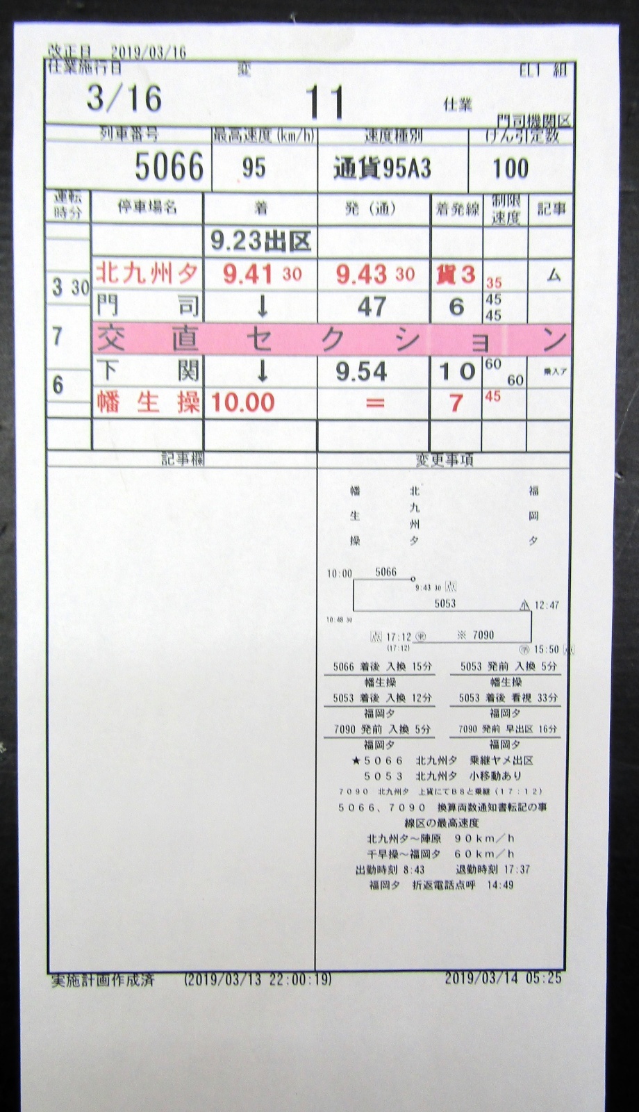 画像2: 門司機関区  EL１組　１１仕業 （行路揃い） 北九州ターミナル〜幡生操車場〜福岡ターミナル〜北九州タ　2018/08/13改正  ケースなし