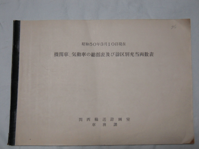 画像1: 国鉄時代昭和５０年の　機関車、気動車の総括表及び線区別充当両数表　関西輸送計画室