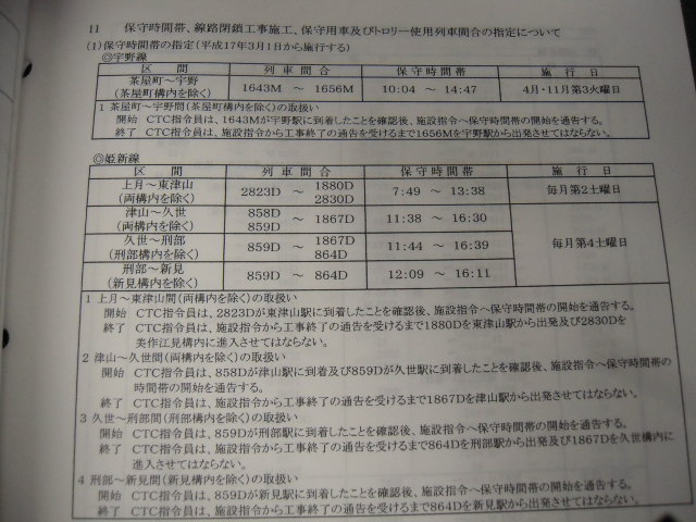 画像: 運転関係長期通達　岡山支社　平成１７年３月１日改正